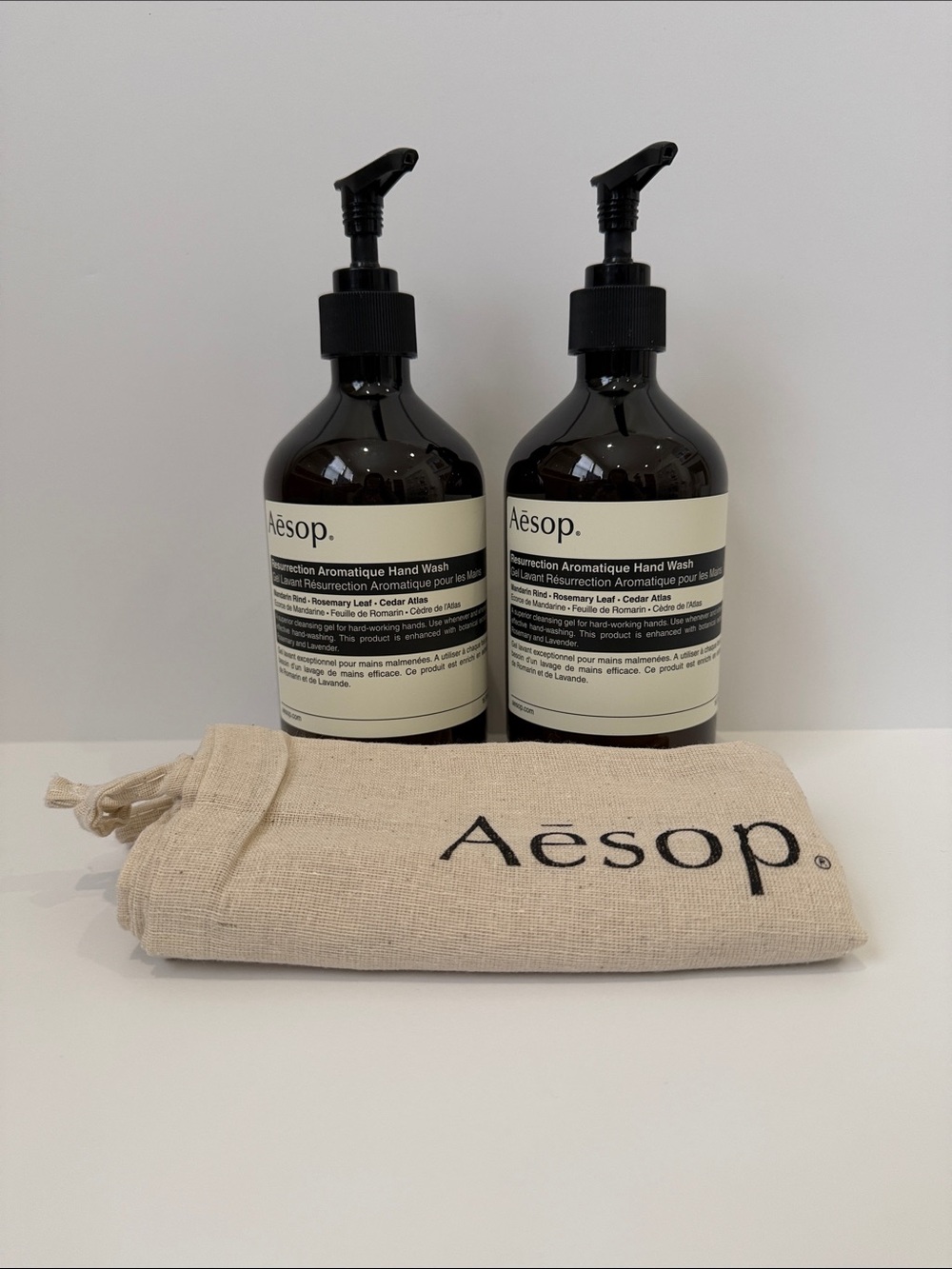 2 Empty Aesop Resurrection Aromatique Hand Wash Bottles